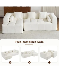 Streamdale Furniture 101" Sectional Sofa Modular Couch with Deep Seating & Pockets, Beige