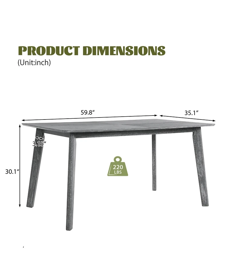 Streamdale Retro Dining Table, Seats 6, Rubberwood Legs