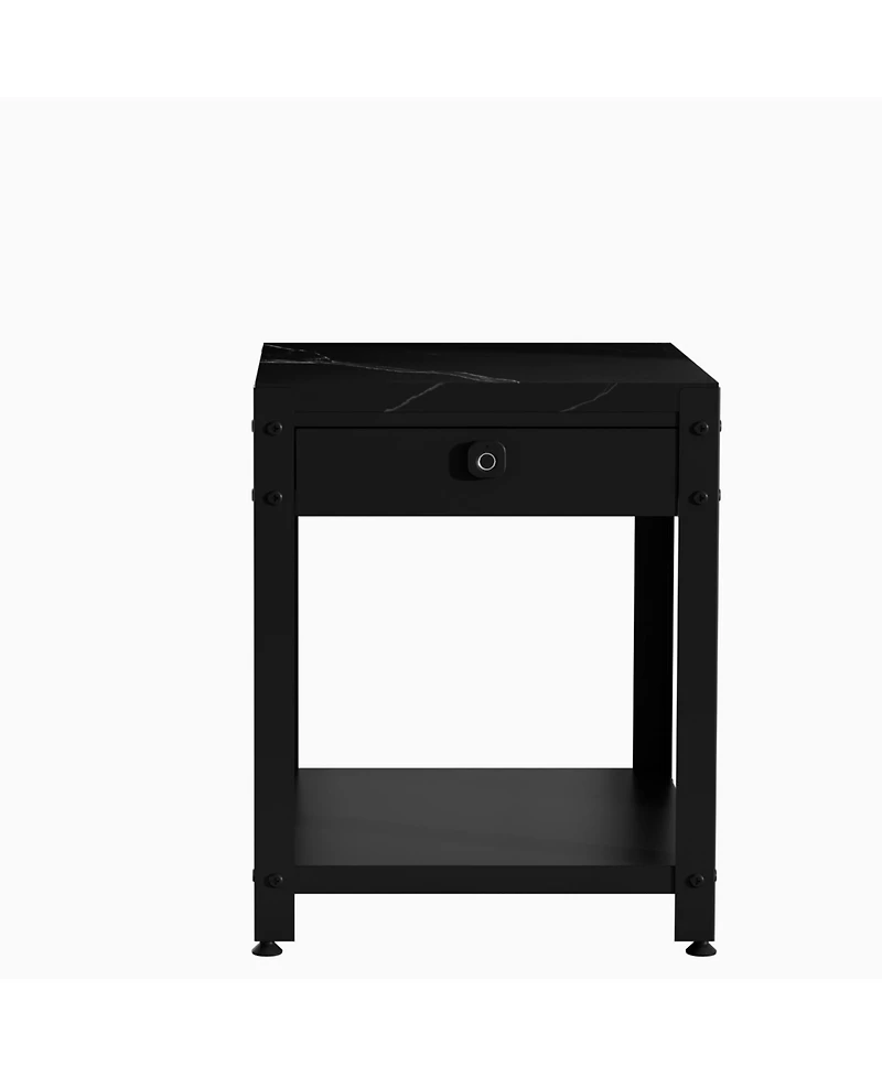 Streamdale Furniture Square Double-Layer Coffee Table - Hidden Compartment & Fingerprint Lock