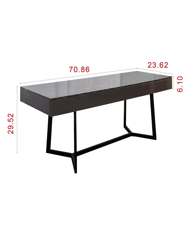 Streamdale Furniture Modern Black 70.87" Computer Desk, Study & Work Desk, Y-Shaped Metal Legs