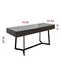 Streamdale Furniture Modern Black 70.87" Computer Desk, Study & Work Desk, Y-Shaped Metal Legs