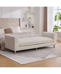 Streamdale FurnitureUpholstered End of Bed Bench with Armrests & Bolsters - Beige