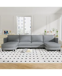 Streamdale 141.5" U-Shaped Sofa Couch with Ottoman & Pockets