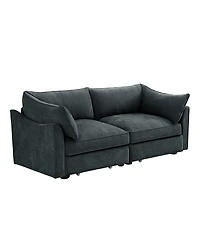 Streamdale Furniture 2-Seater Sofa w/ Pull-Out Storage, Crescent Arms, Chenille Gray
