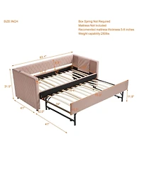 Streamdale Furniture Pink Velvet Daybed - Modern Diamond Design