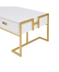 Streamdale Furniture Modern Rectangular Coffee Table with 4 Drawers and Gold Base 47.3"