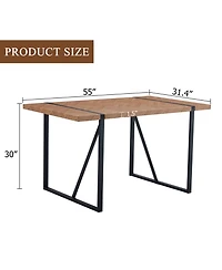Streamdale Furniture Minimalist Retro Dining Table - Textured Top, Black Metal Legs