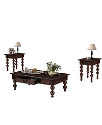 Streamdale Furniture Streamdale Solid Wood Coffee Table Set of 3 w/ Drawer