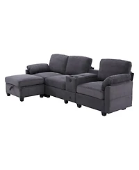 Streamdale Furniture L-Shape Corduroy Sofa- 4-Seater, Usb, Storage