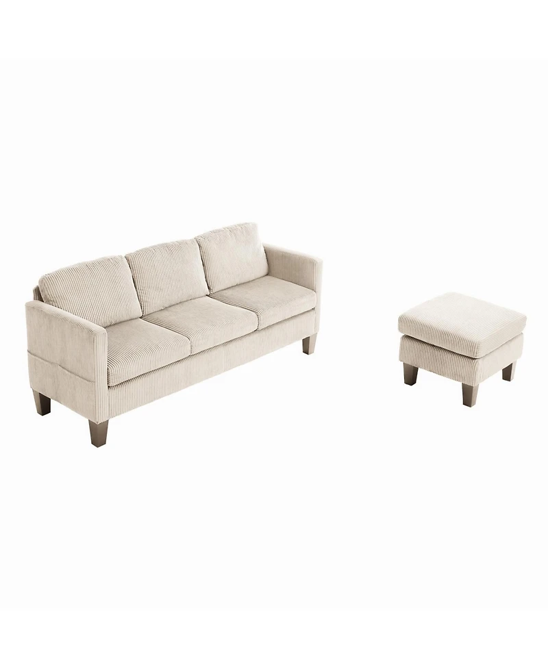 Streamdale Furniture L-Shaped Corduroy Sofa- Modern Design, Easy Assembly