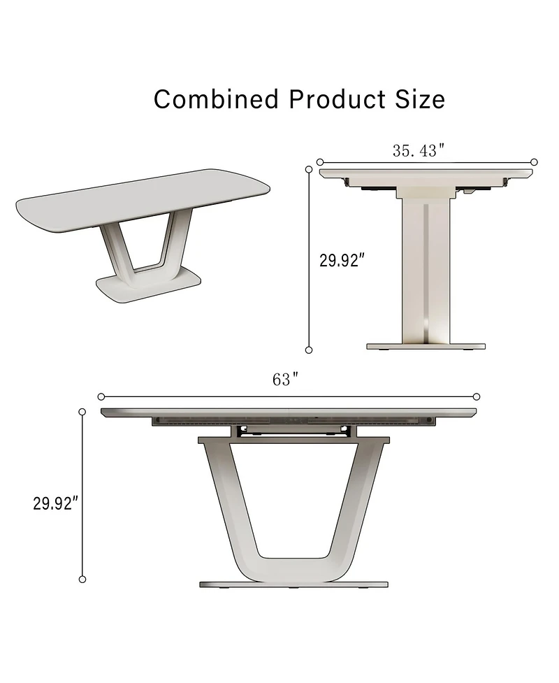 Streamdale Furniture Mdf Expandable Dining Table, U-Legs, Home/Office
