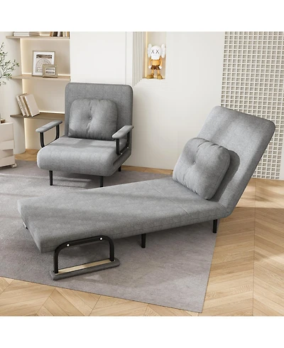 Streamdale Furniture Folding Sofa Bed Chair - 5-Position Adjustable Backrest (Grey