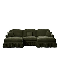 Streamdale Furniture Comfy Modular U-Shape Chenille Sectional Sofa with Ottomans - Green
