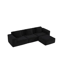 Streamdale Furniture 118" Modular Corduroy Sofa Bed with Ottoman