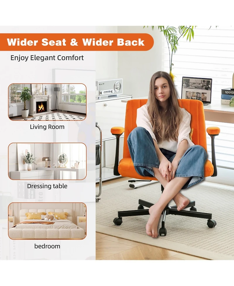 Streamdale Furniture Orange Velvet Criss Cross Office Chair