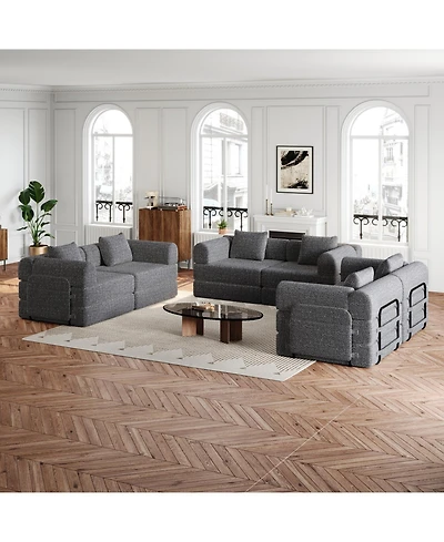 Streamdale Furniture + 6-Seater + Chenille + Convertible with Storage + Sofa Bed