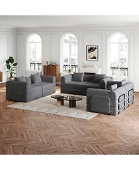 Streamdale Furniture + 6-Seater + Chenille + Convertible with Storage + Sofa Bed