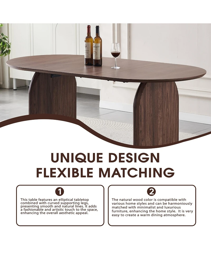 Streamdale Furniture Streamdale Modern Oval Wooden Dining Table - Double Column Design