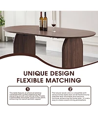 Streamdale Furniture Streamdale Modern Oval Wooden Dining Table - Double Column Design