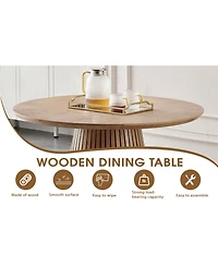 Streamdale Furniture Modern Round Wooden Dining Table - Space Saving