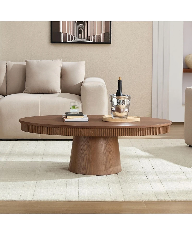 Streamdale Furniture Modern Oval Handcraft Drum Coffee Table