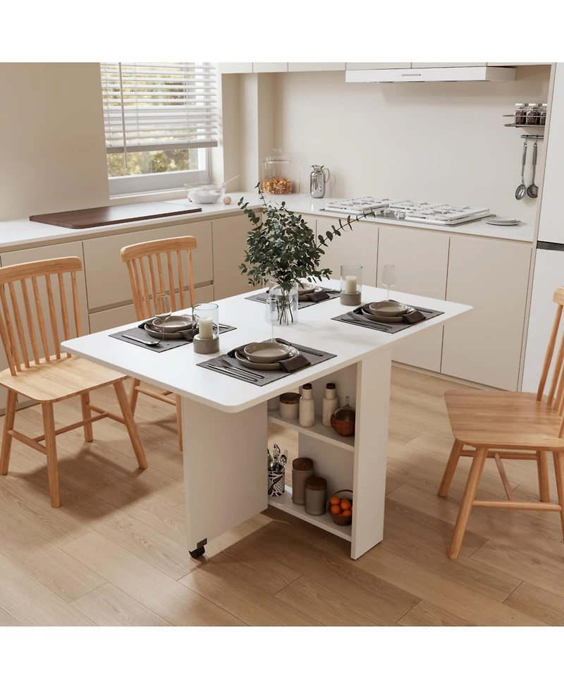 Streamdale Foldable 51.18" white table for small families display or home use.