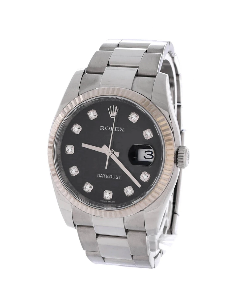 Pre-Owned Rolex Oyster Perpetual Datejust Automatic Watch in Stainless Steel and White Gold with Diamond Markers 36mm