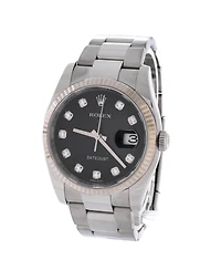 Pre-Owned Rolex Oyster Perpetual Datejust Automatic Watch in Stainless Steel and White Gold with Diamond Markers 36mm