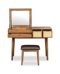 Streamdale Furniture Versatile Makeup Vanity Table with Hidden Mirror & Ample Storage