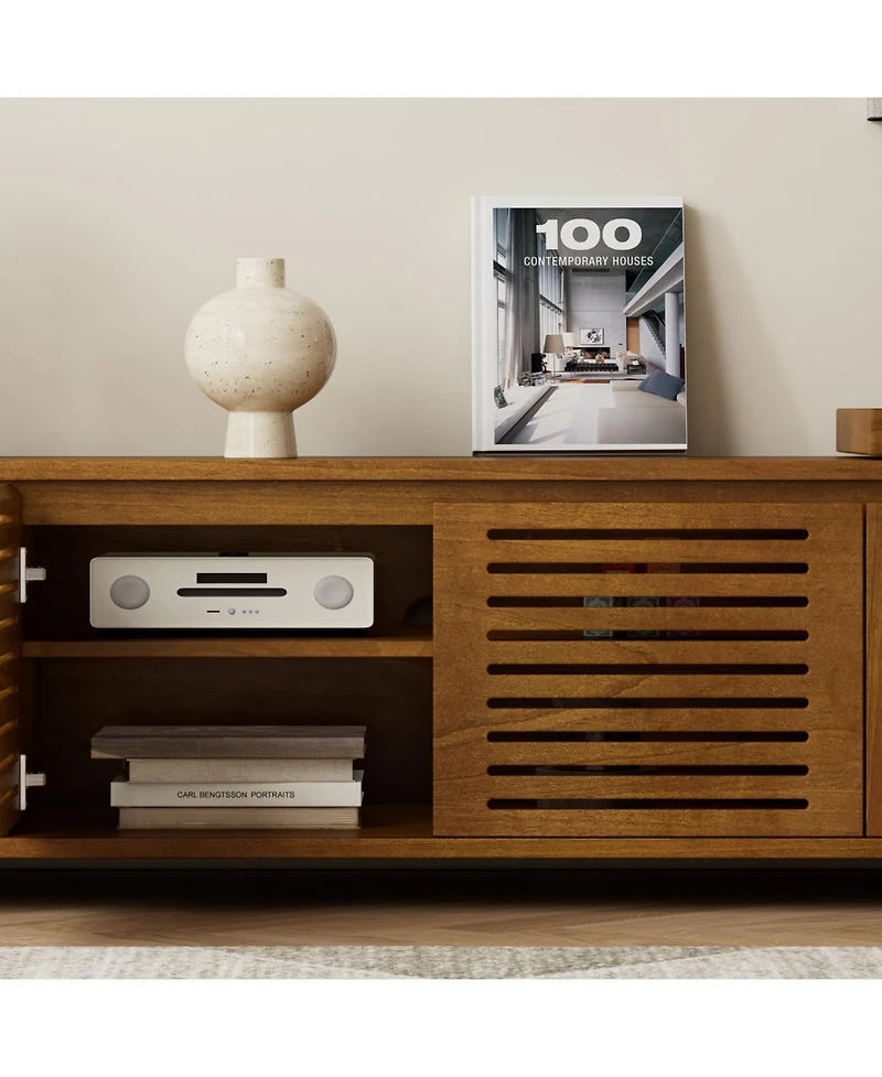 Streamdale Furniture Mid-Century Modern Tv Stand for 55"-75" TVs with Storage