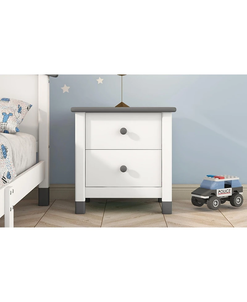 Streamdale Wooden Nightstand with Two Drawers for Kids, End Table for Bedroom