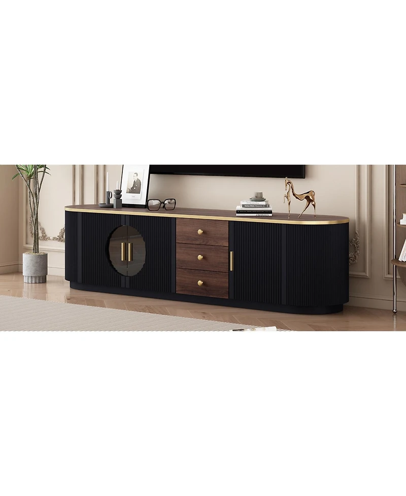 Streamdale Furniture 71" Modern Tv Stand - 3 Drawers, Shelf & Cabinets