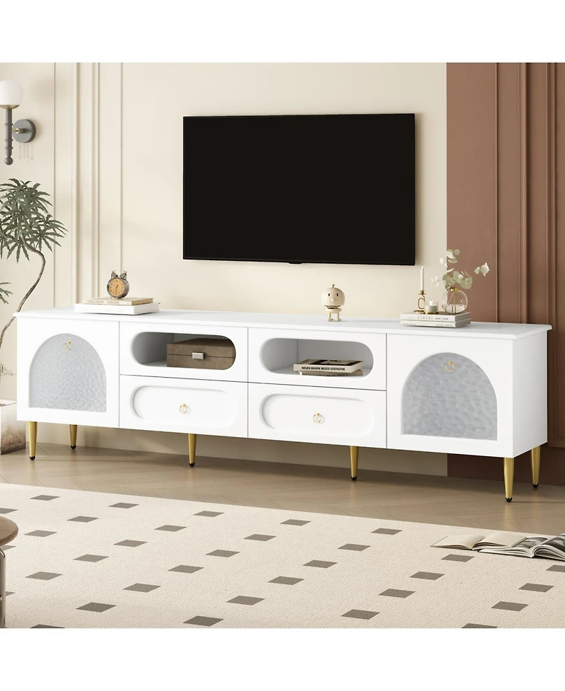 Streamdale Furniture 78.8" Retro Tv Stand - Media Console w/ Cabinets & Drawers