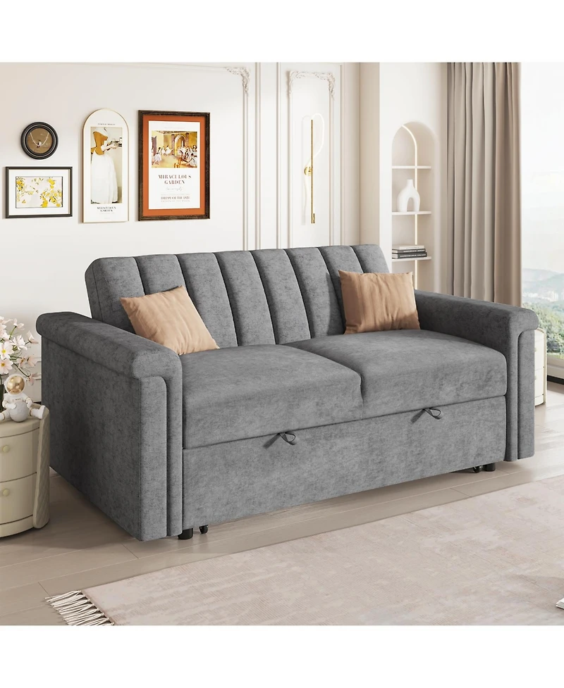 Streamdale Furniture Convertible Soft Cushion Sofa Pull Bed, for Two People to Sit On