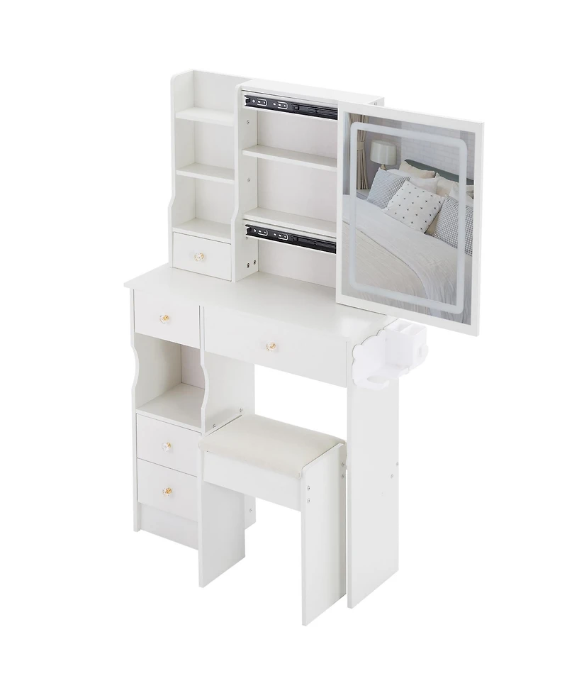 Streamdale Furniture Compact Vanity Table with Enhanced Features