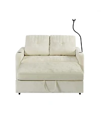 Streamdale Furniture Modern Loveseat Sofa Bed with Pull-Out, Storage, and Ports