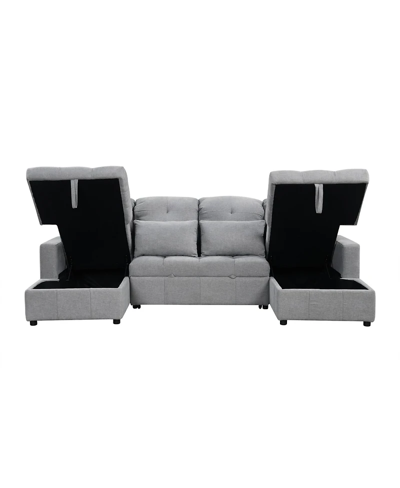 Streamdale Furniture Oversized Sectional Sofa Bed with Storage and Usb Ports