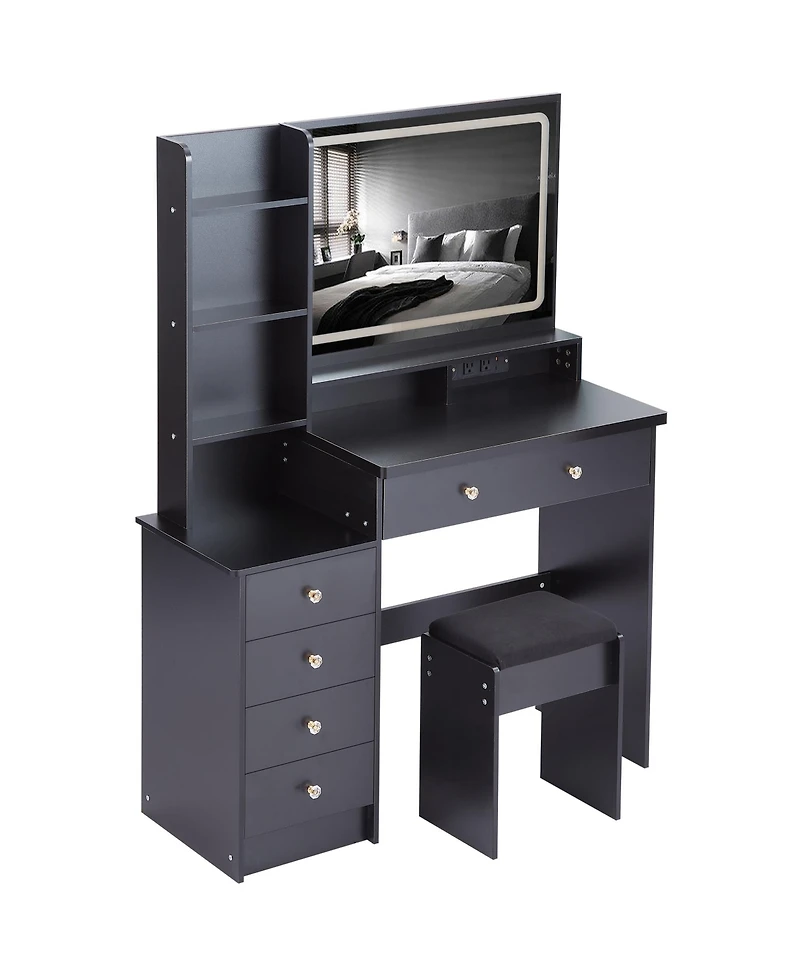 Streamdale Furniture Large Vanity Table with Charging Station and Led Mirror (41