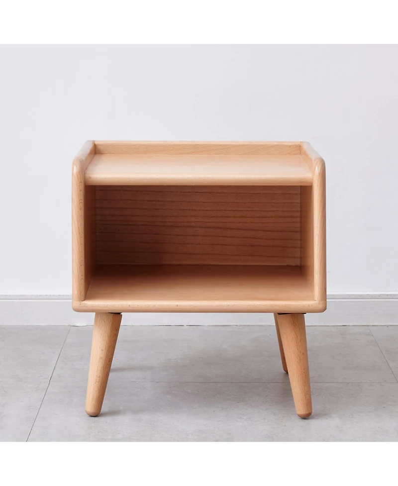 Streamdale European Beechwood Bedside Table Modern, Nordic Storage Cabinet