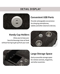 Streamdale Furniture Chenille Sectional Sofa w/Ottomans Usb Cup Holders & Storage