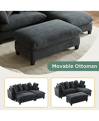 Streamdale Furniture 83" Sectional Sofa with Storage Ottoman & Pillows