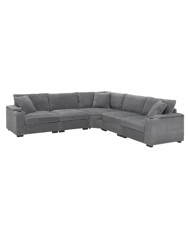Streamdale 106" L-Shaped Corduroy Sectional Sofa with Storage and Conveniences