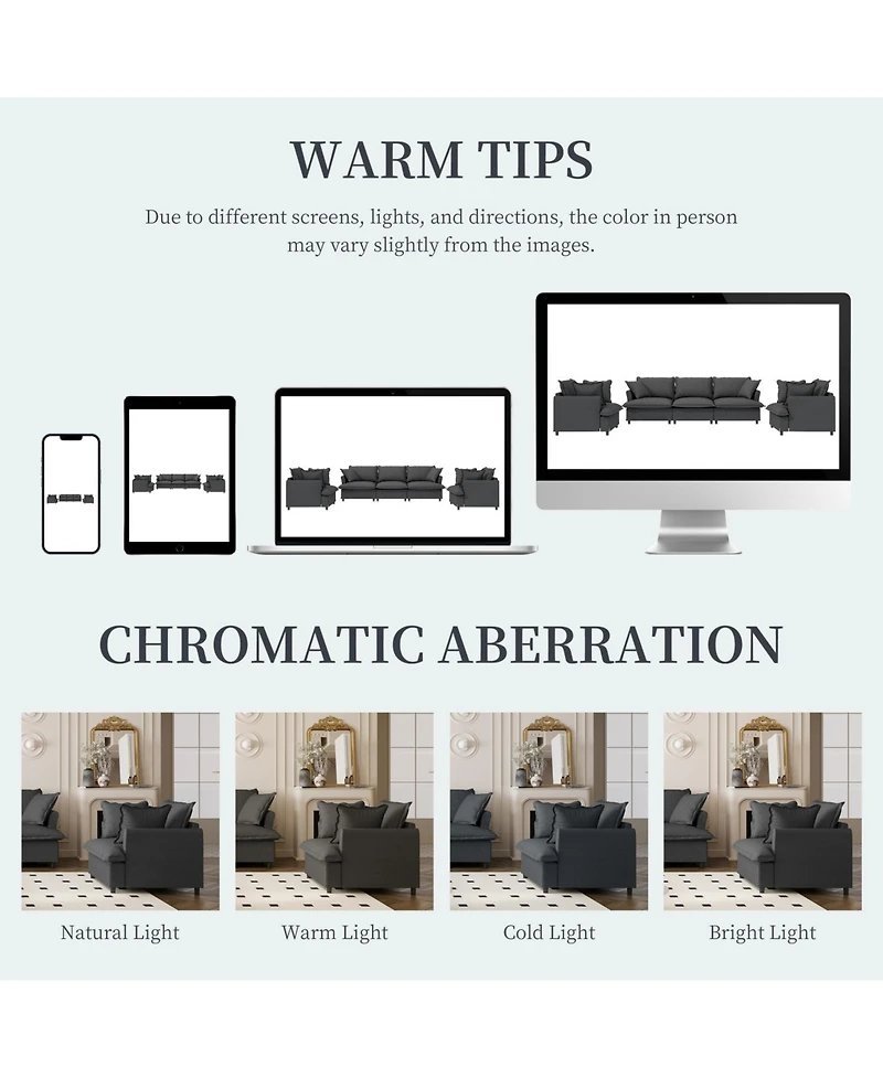Streamdale Furniture Chenille Sectional Sofa Set - 3 Seater Sofa & 2 Armchairs