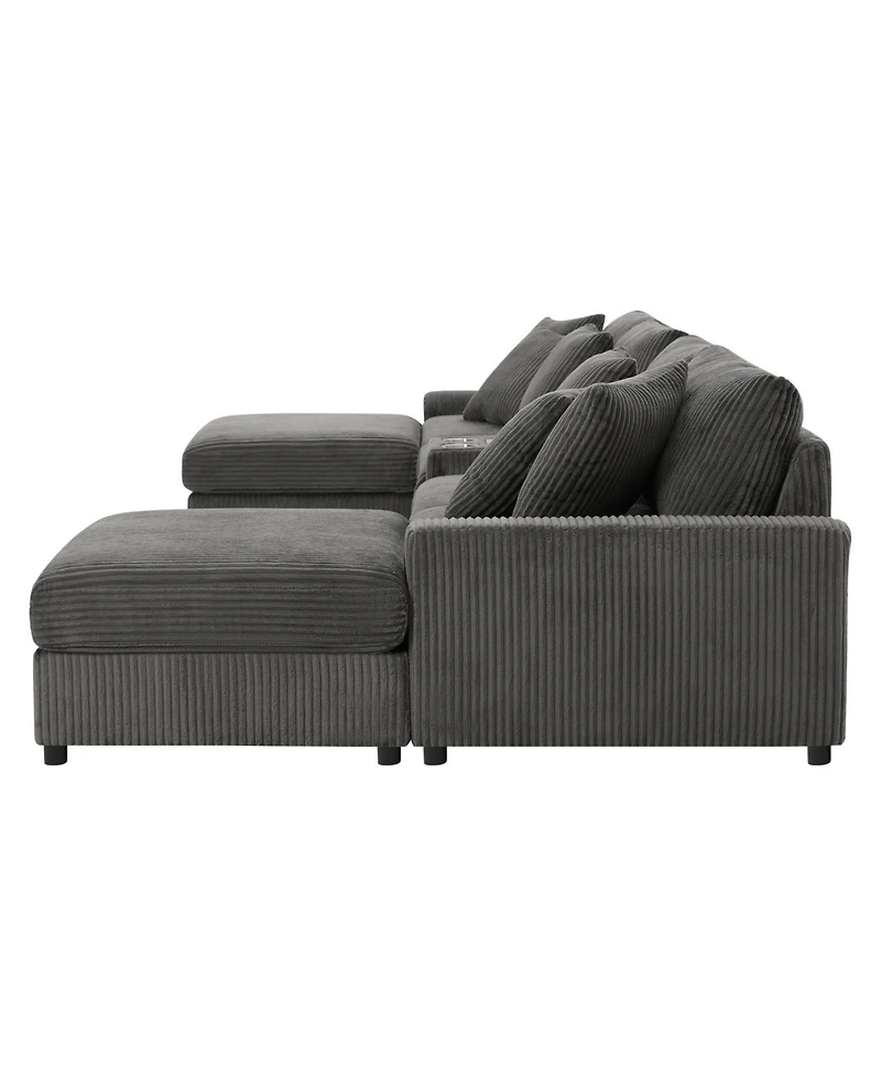 Streamdale Furniture Sectional Sofa with Bluetooth Usb Storage & Ottoman