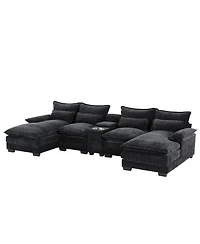 Streamdale Furniture U-Shaped Sectional Sofa with Usb & Cup Holders