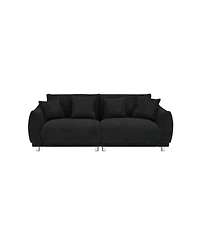 Streamdale Furniture Black Teddy Fleece Sofa with 4 Pillows
