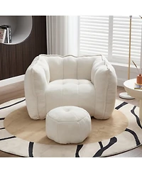 Streamdale Furniture Soft Bean Bag Chair with Footstool