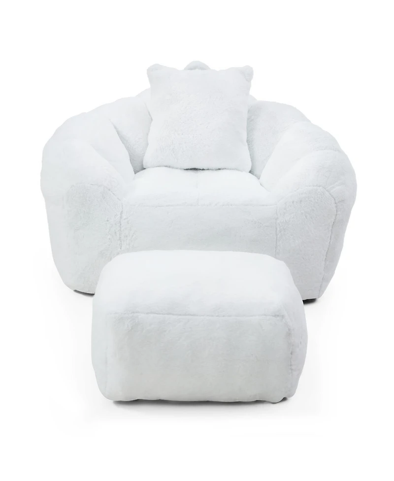 Streamdale Furniture Giant Faux Fur Bean Bag Chair with Footstool