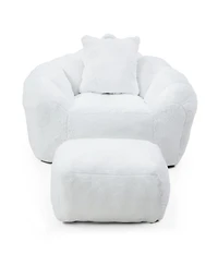Streamdale Furniture Giant Faux Fur Bean Bag Chair with Footstool