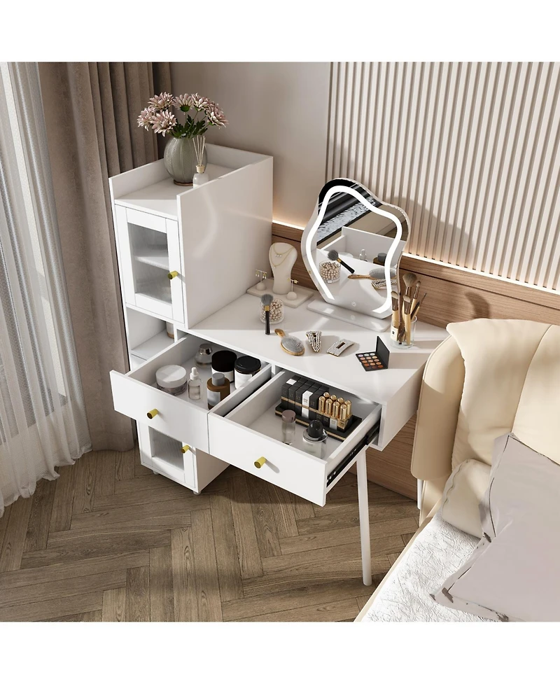 Streamdale Furniture Vanity Dressing Table with Led Mirror & Storage